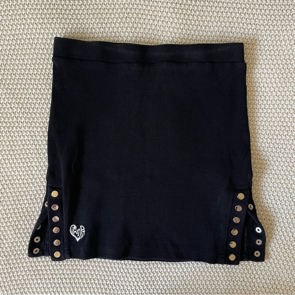 The Kript - Black Cut Out Slit Side Mini Skirt